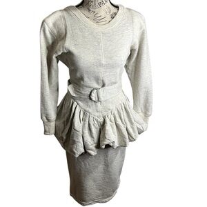 Vtg 80s Karen Alexander Peplum Sweatshirt Dress